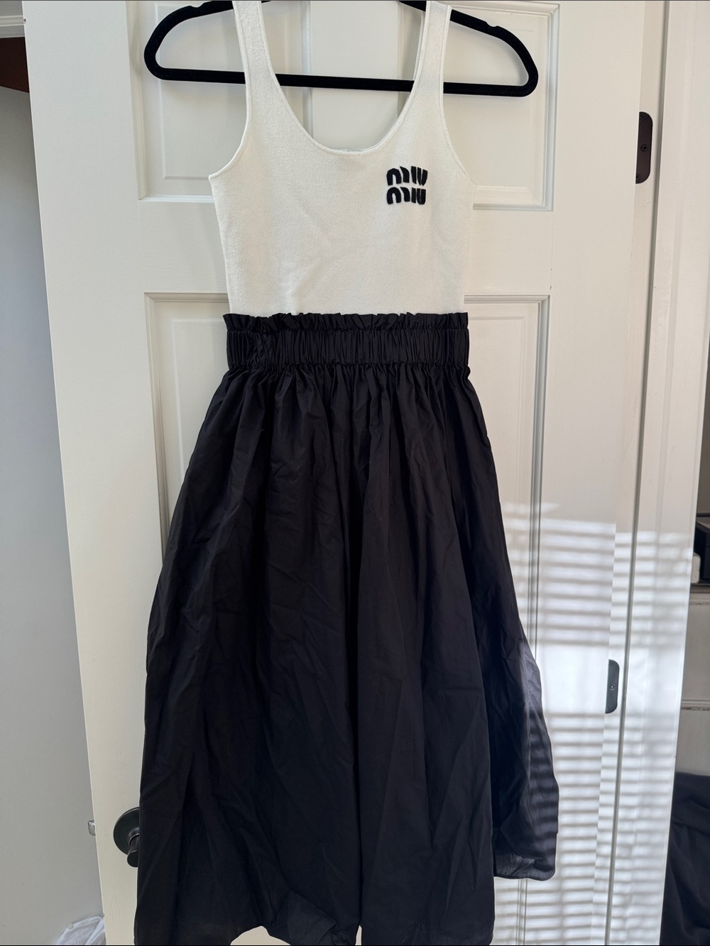 Miu Miu White Tank Top with Black Full Skirt . dress